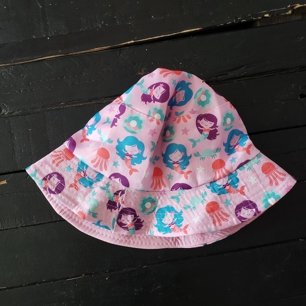 Toddler Girl NWOT Bucket Hat Purple Pink Blue Mermaid Sun Outdoor Swim